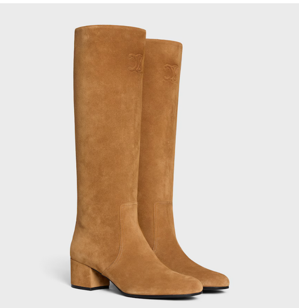 Les bottes celine triomphe high boot in suede calfskin
