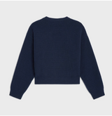Crew neck sweater in ribbed wool