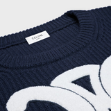 Crew neck sweater in ribbed wool