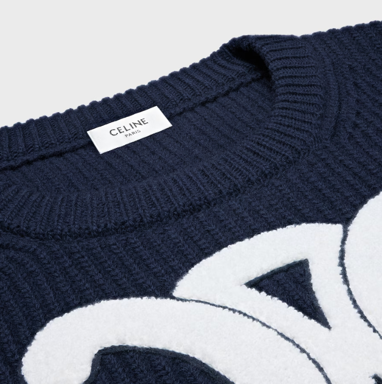 Crew neck sweater in ribbed wool