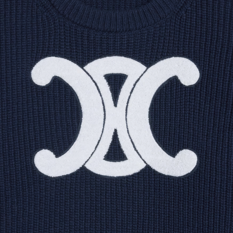 Crew neck sweater in ribbed wool