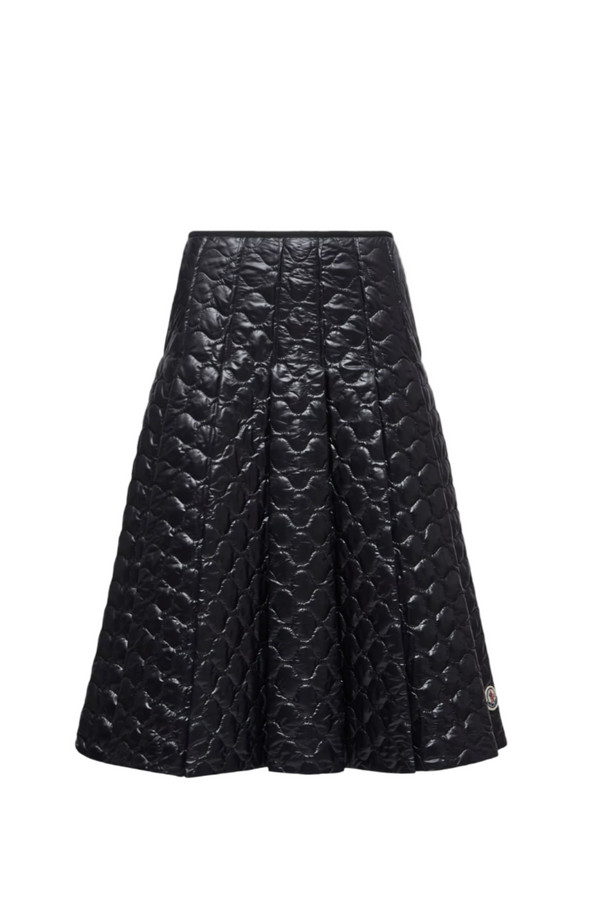 Square-Quilted Padded Midi Skirt