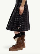 Square-Quilted Padded Midi Skirt