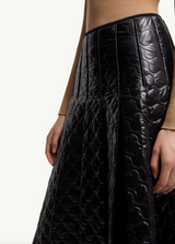 Square-Quilted Padded Midi Skirt