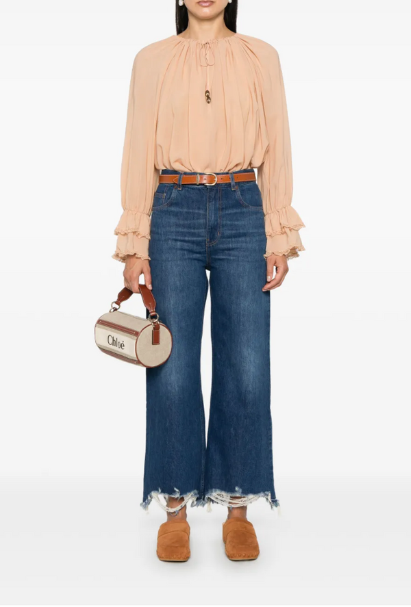 cropped wide-leg jeans