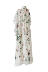 Long Silk Dress with Ruffles
