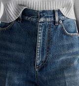 Flared Jeans Blue Stonewashed Cotton Denim