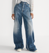 Flared Jeans Blue Stonewashed Cotton Denim