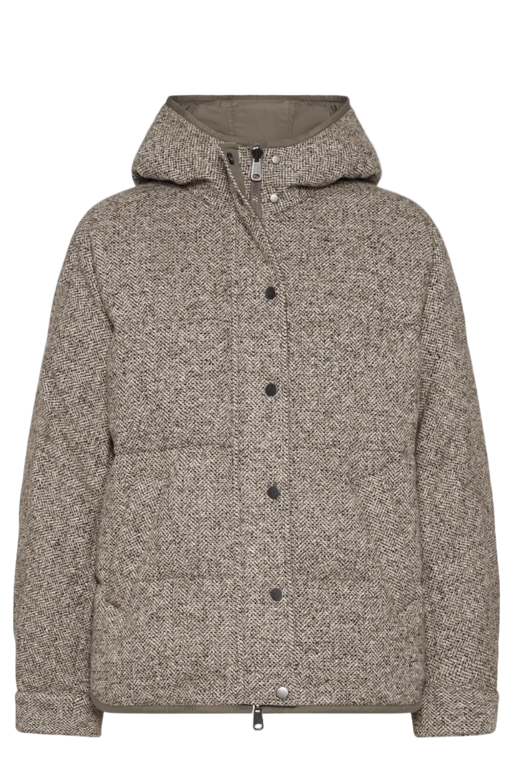 chevron flecked down jacket