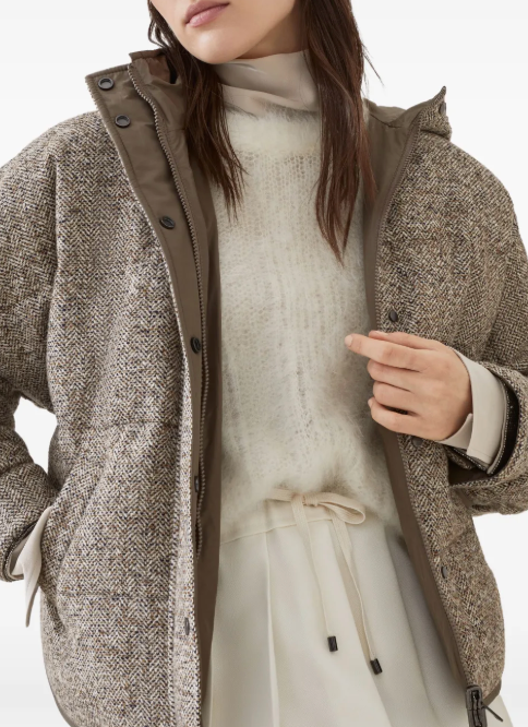 chevron flecked down jacket