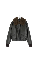LEATHER BLOUSON WITH SHEARLING COLLAR