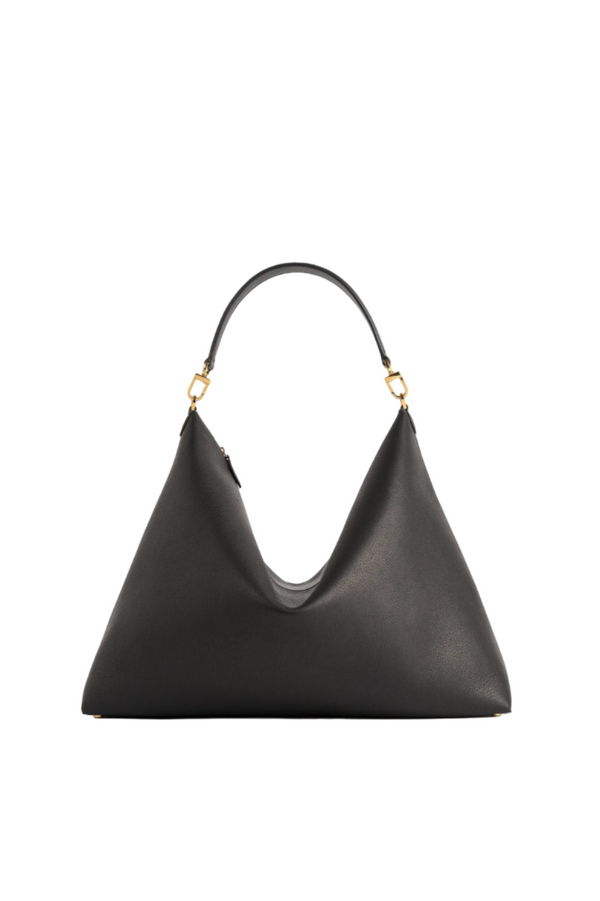 Bevel grained-leather bag black