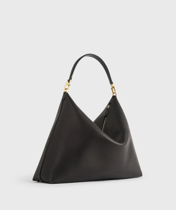 Bevel grained-leather bag black