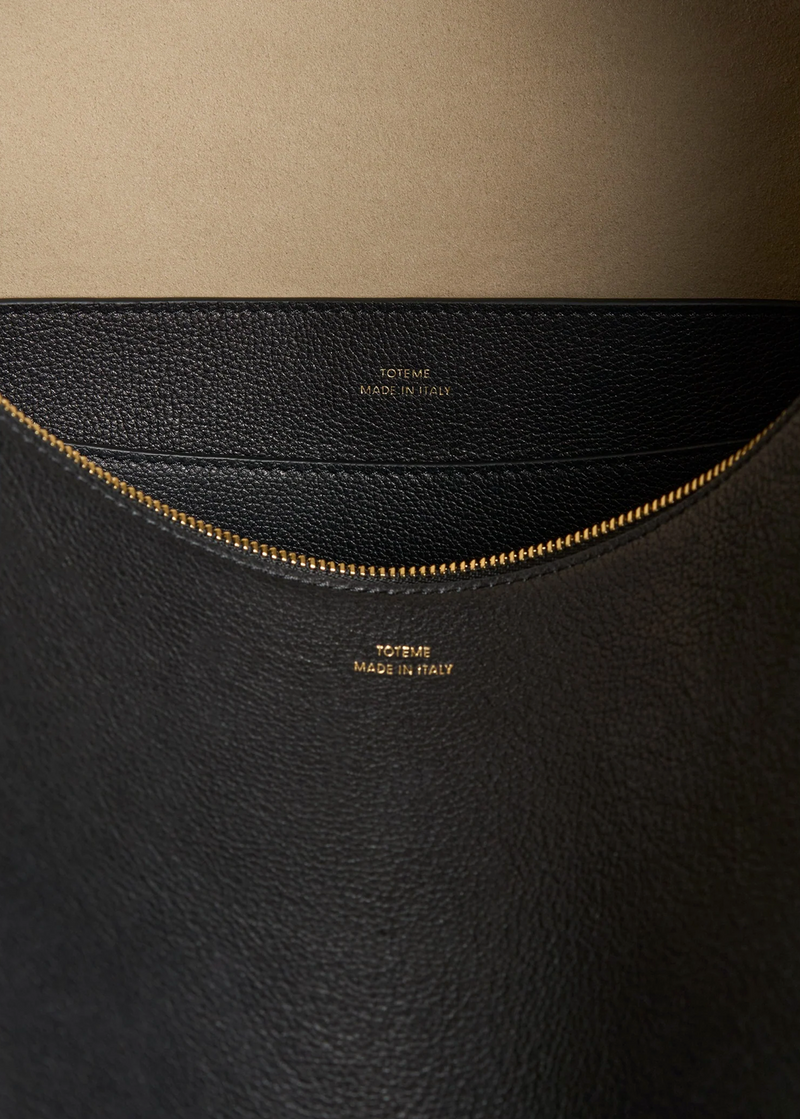 Bevel grained-leather bag black