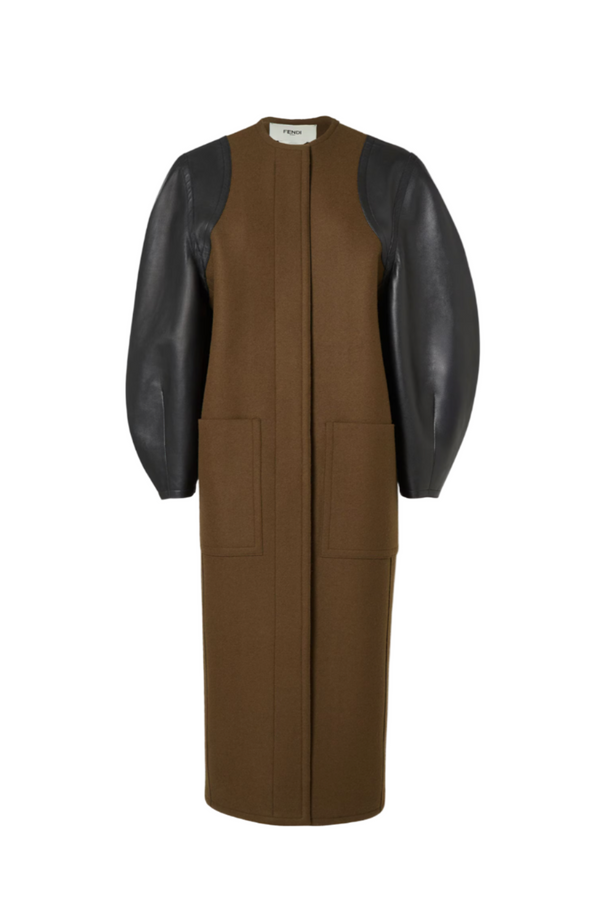 Green wool and leather coat