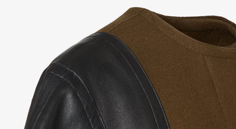 Green wool and leather coat