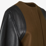 Green wool and leather coat