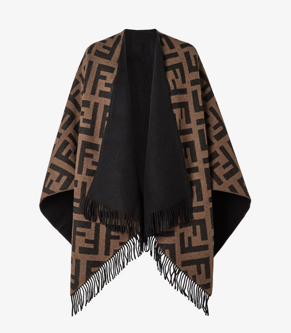 Multicolour wool and cashmere poncho