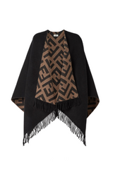Multicolour wool and cashmere poncho