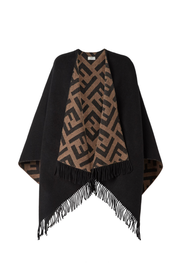 Multicolour wool and cashmere poncho