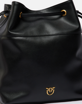 Leather bucket bag with Love Birds log