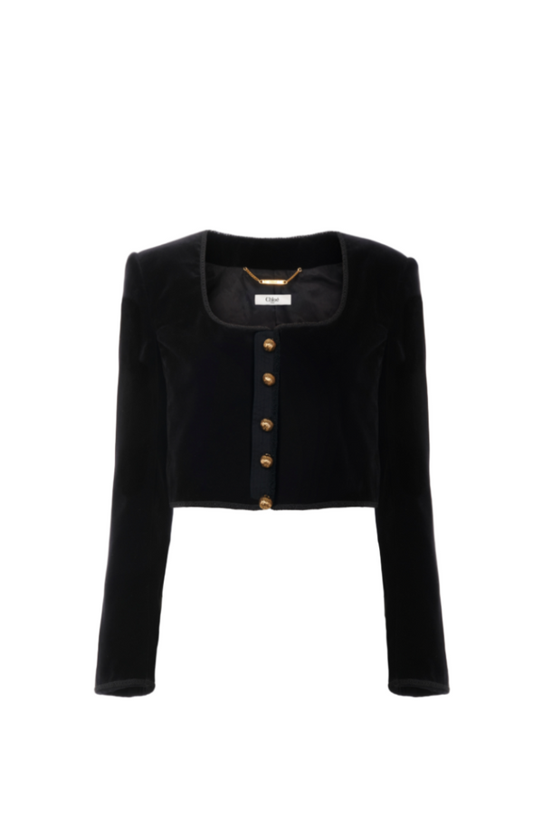 CROPPED SPENCER JACKET IN VELVET