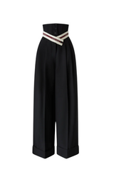 Wide-Leg Pants with Corset-Style Waist
