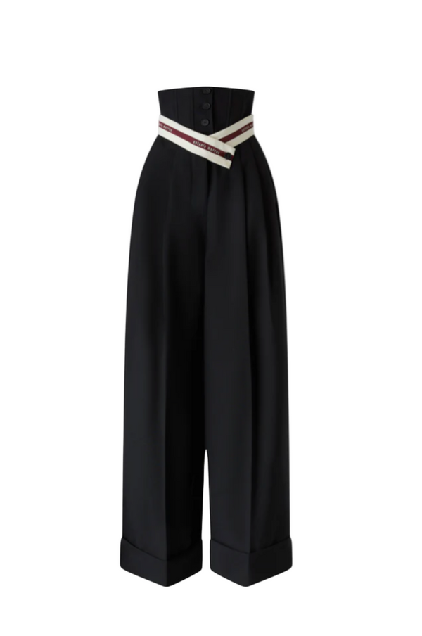 Wide-Leg Pants with Corset-Style Waist