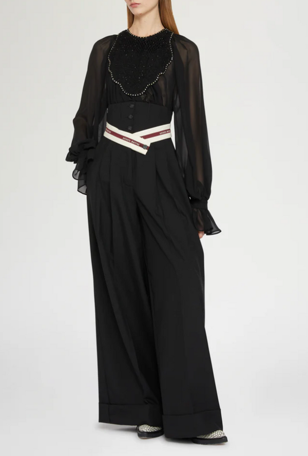 Wide-Leg Pants with Corset-Style Waist