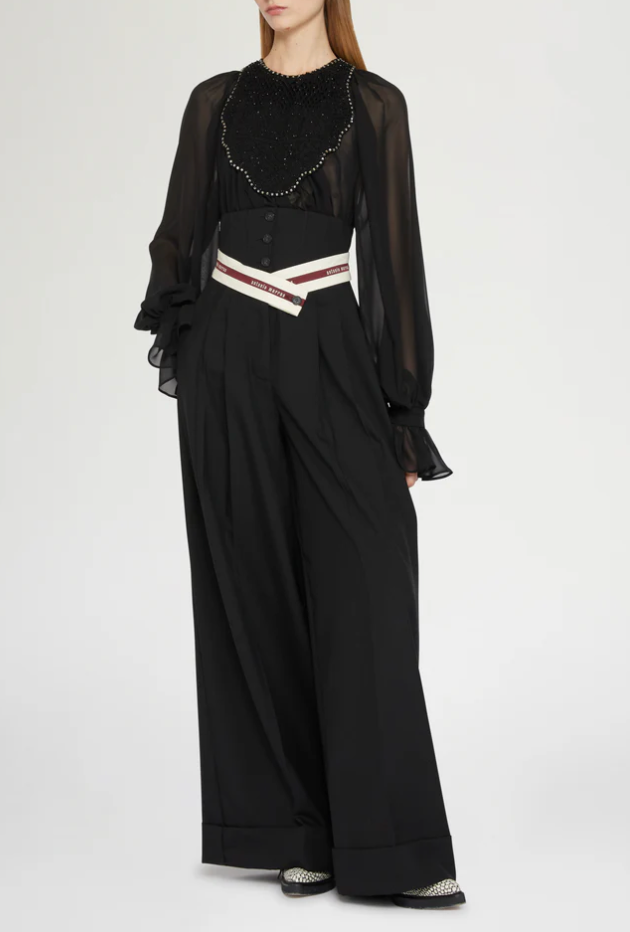Wide-Leg Pants with Corset-Style Waist