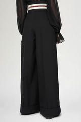 Wide-Leg Pants with Corset-Style Waist
