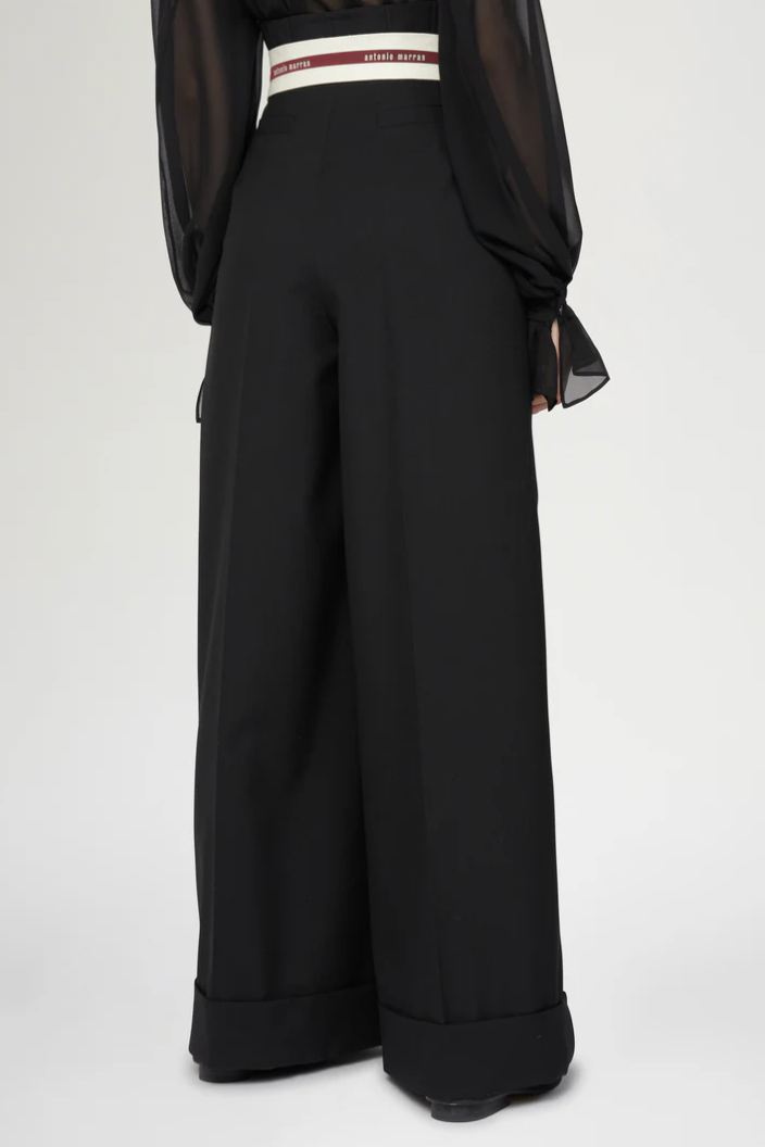 Wide-Leg Pants with Corset-Style Waist