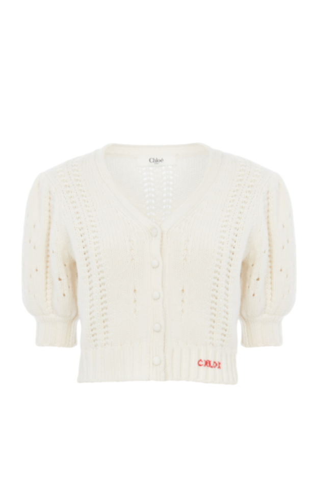 PUFF-SLEEVE CARDIGAN IN A WOOL & CASHMERE KNIT