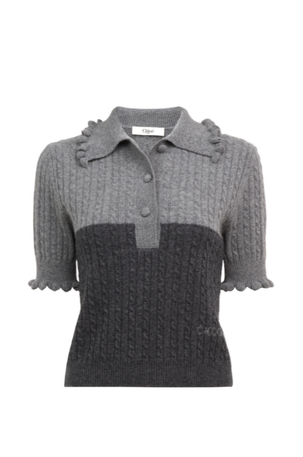 SHORT-SLEEVE POLO SWEATER IN A WOOL & CASHMERE KNIT