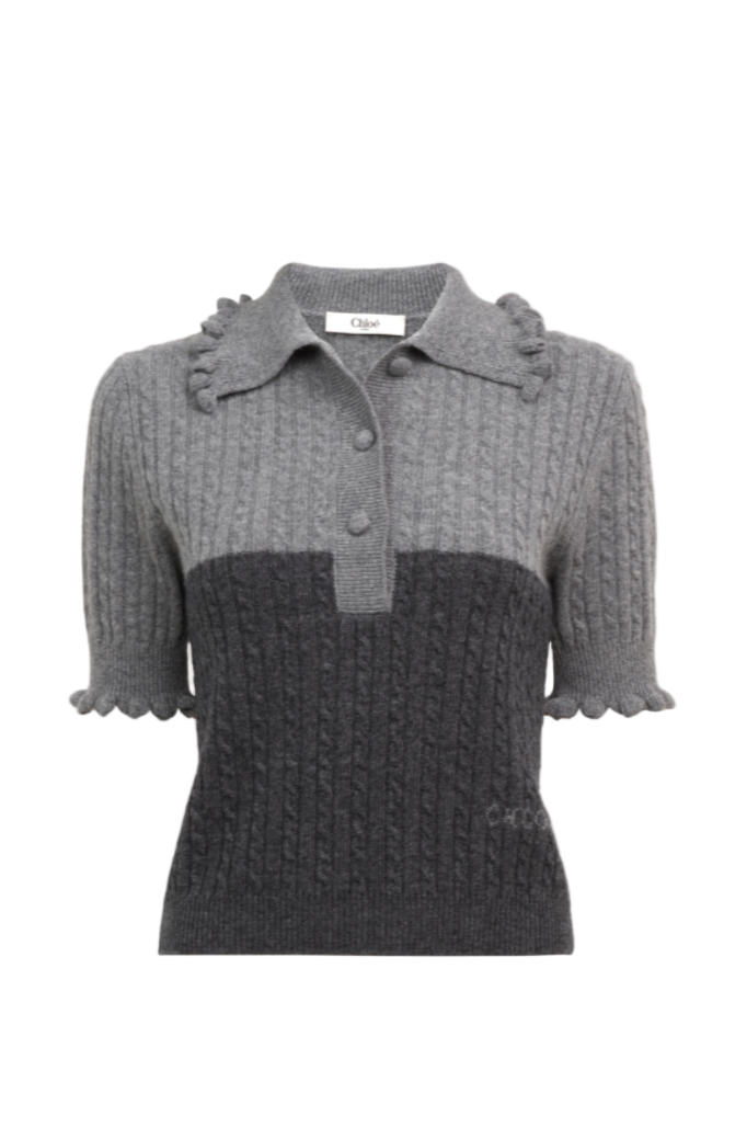 SHORT-SLEEVE POLO SWEATER IN A WOOL & CASHMERE KNIT