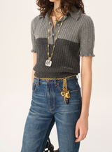 SHORT-SLEEVE POLO SWEATER IN A WOOL & CASHMERE KNIT