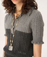 SHORT-SLEEVE POLO SWEATER IN A WOOL & CASHMERE KNIT