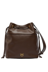 Leather bucket bag with Love Birds logo