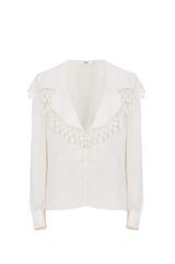 MAXI-COLLAR BLOUSE IN SILK JACQUARD & LACE