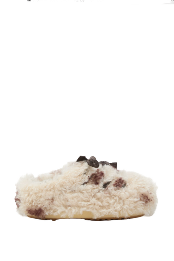 EVX COW PRINT CURLY MULES