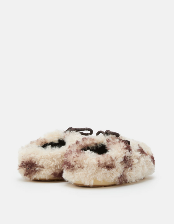EVX COW PRINT CURLY MULES