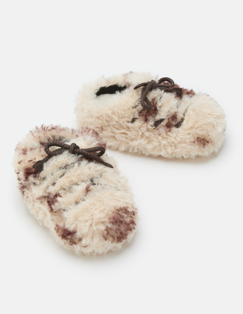 EVX COW PRINT CURLY MULES