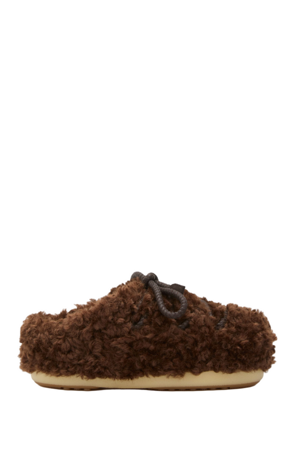 EVX DARK BROWN CURLY MULES