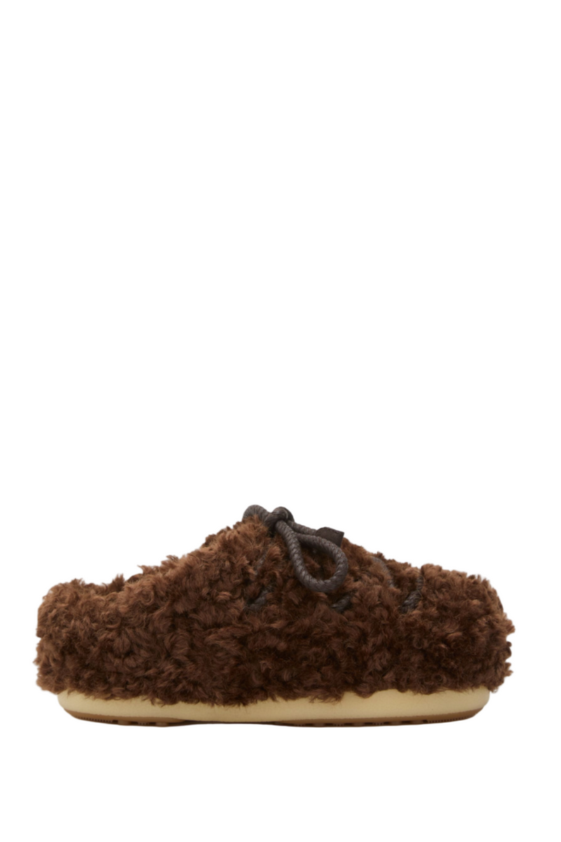 EVX DARK BROWN CURLY MULES
