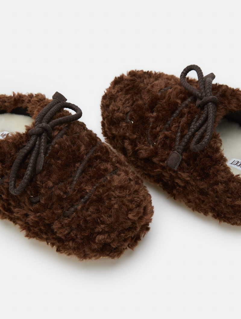 EVX DARK BROWN CURLY MULES