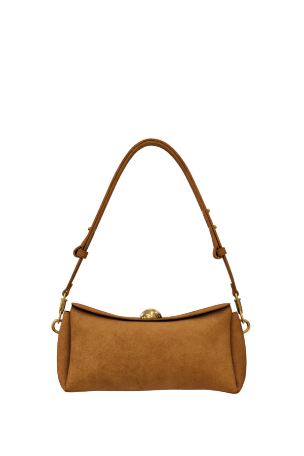 BROWN SUEDE LEATHER CARROUSEL BAG