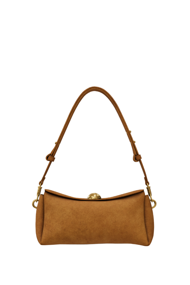 BROWN SUEDE LEATHER CARROUSEL BAG