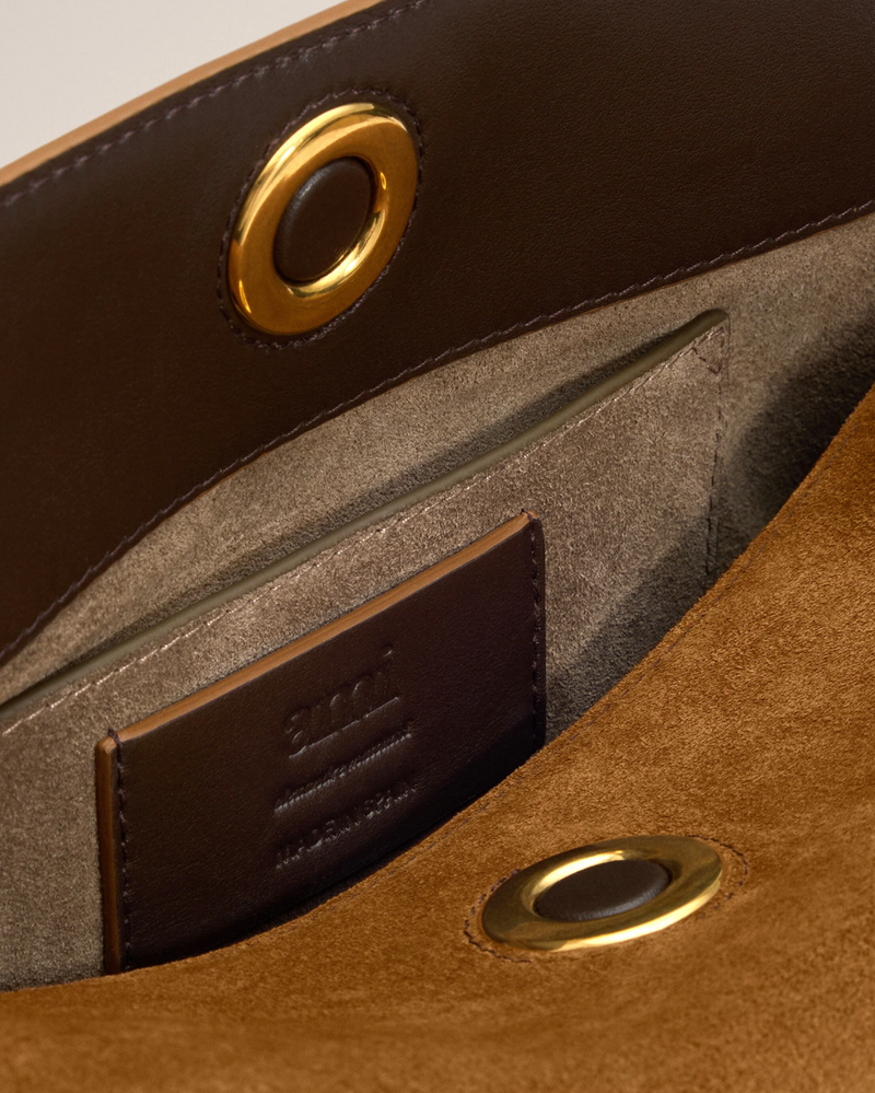 BROWN SUEDE LEATHER CARROUSEL BAG
