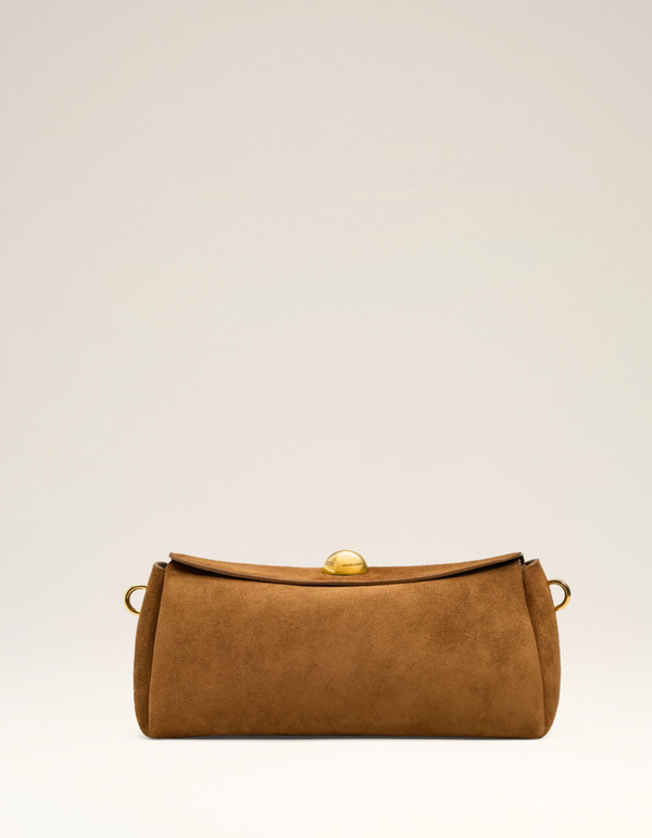 BROWN SUEDE LEATHER CARROUSEL BAG