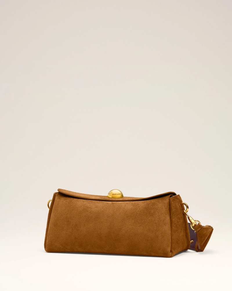 BROWN SUEDE LEATHER CARROUSEL BAG